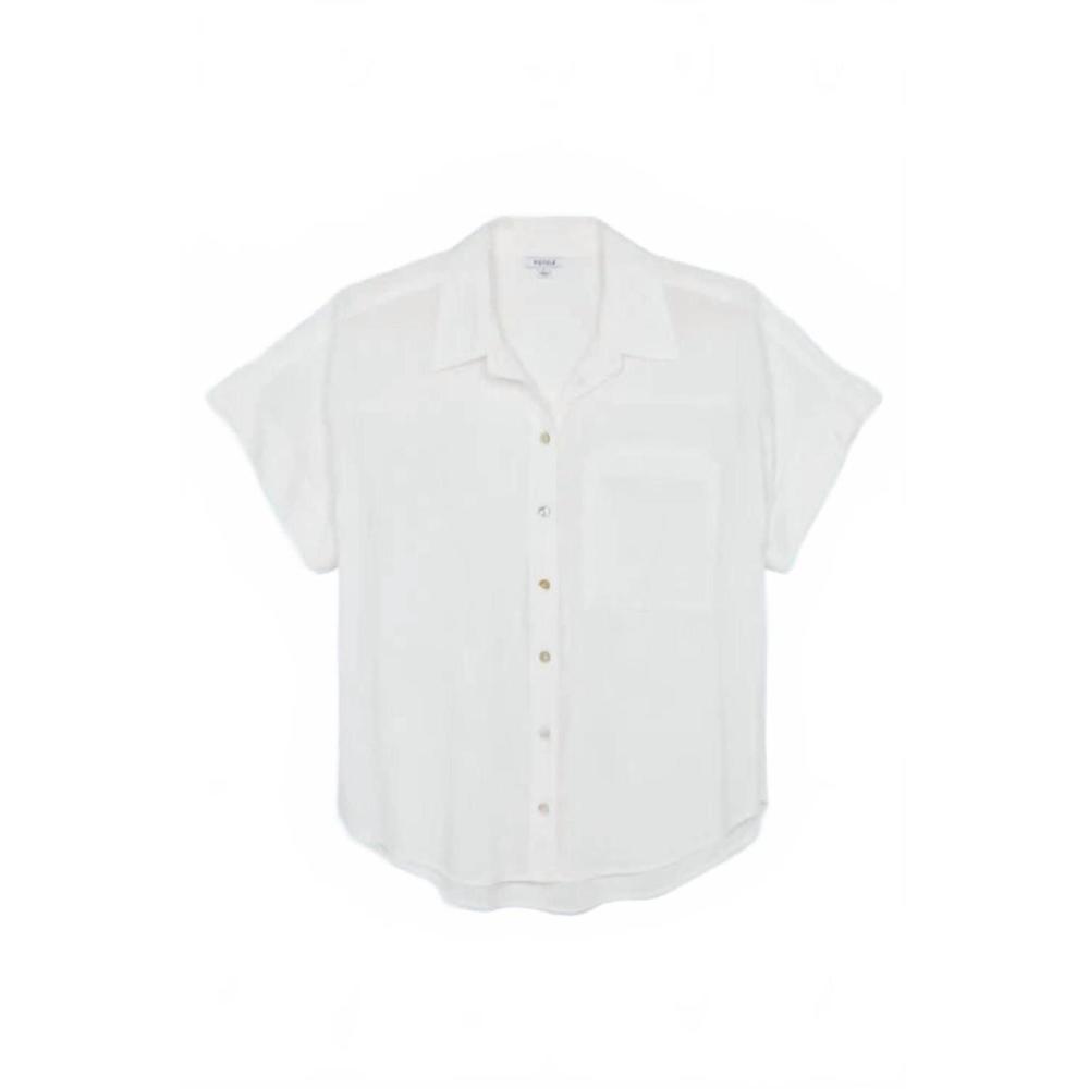 NEW PISTOLA donnie short sleeve button up top in le blanc - Picture 7 of 7